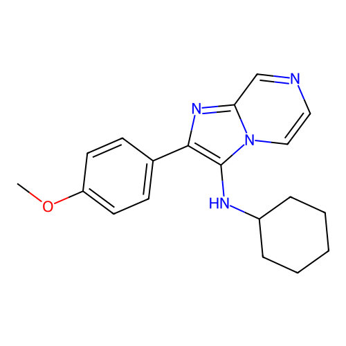 N-cyclohexyl-2-(4-methoxyphenyl)imidazo[1,2-a]pyrazin-3-amine structure