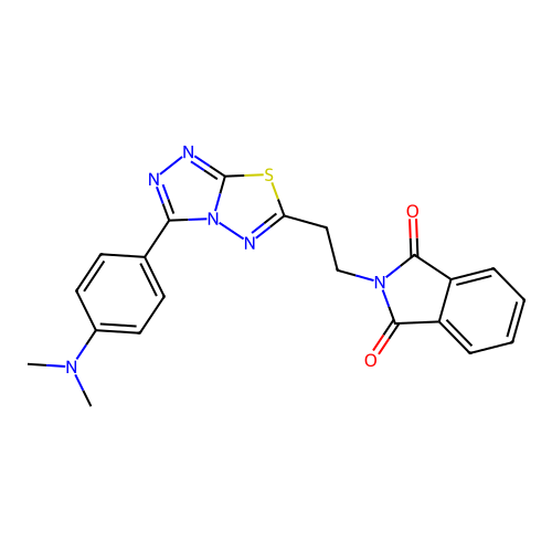 2-(2-{3-[4-(dimethylamino)phenyl][1,2,4]triazolo[3,4-b][1,3,4]thiadiazol-6-yl}ethyl)-1H-isoindole-1,3(2H)-dione structure
