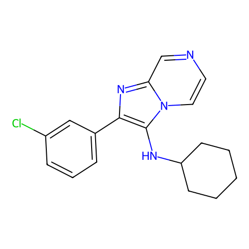 2-(3-chlorophenyl)-N-cyclohexylimidazo[1,2-a]pyrazin-3-amine structure