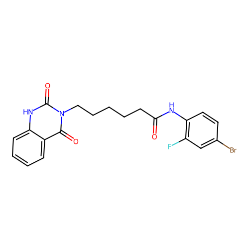 N-(4-bromo-2-fluorophenyl)-6-(2-hydroxy-4-oxoquinazolin-3(4H)-yl)hexanamide structure