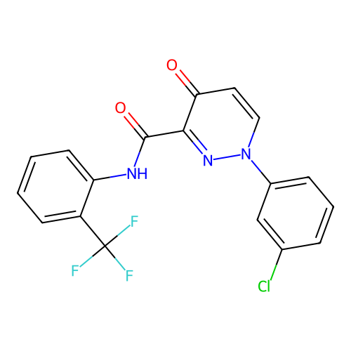 1-(3-chlorophenyl)-4-oxo-N-[2-(trifluoromethyl)phenyl]-1,4-dihydropyridazine-3-carboxamide structure