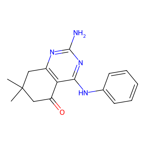 2-Amino-7,7-dimethyl-4-(phenylamino)-6,7,8-trihydroquinazolin-5-one structure