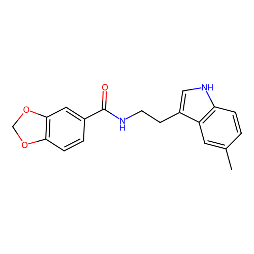 N-[2-(5-methyl-1H-indol-3-yl)ethyl]-1,3-benzodioxole-5-carboxamide structure