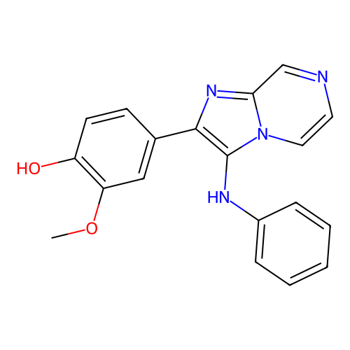 4-(3-anilinoimidazo[1,2-a]pyrazin-2-yl)-2-methoxyphenol structure