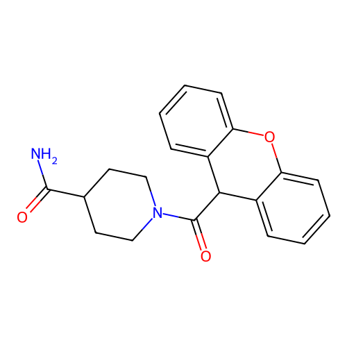 1-(9H-xanthene-9-carbonyl)piperidine-4-carboxamide structure