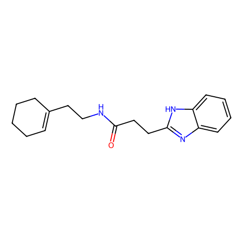 3-(1H-benzimidazol-2-yl)-N-[2-(cyclohex-1-en-1-yl)ethyl]propanamide structure