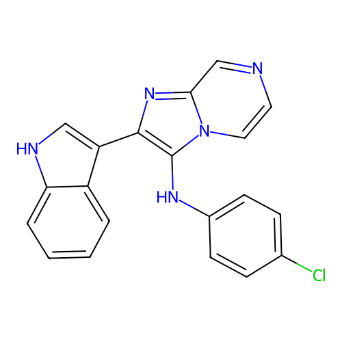N-(4-chlorophenyl)-2-(1H-indol-3-yl)imidazo[1,2-a]pyrazin-3-amine structure