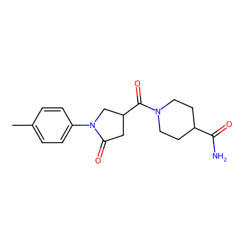 1-[1-(4-Methylphenyl)-5-oxopyrrolidine-3-carbonyl]piperidine-4-carboxamide structure