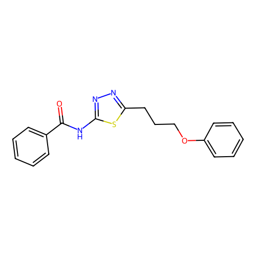 N-[5-(3-phenoxypropyl)-1,3,4-thiadiazol-2-yl]benzamide structure