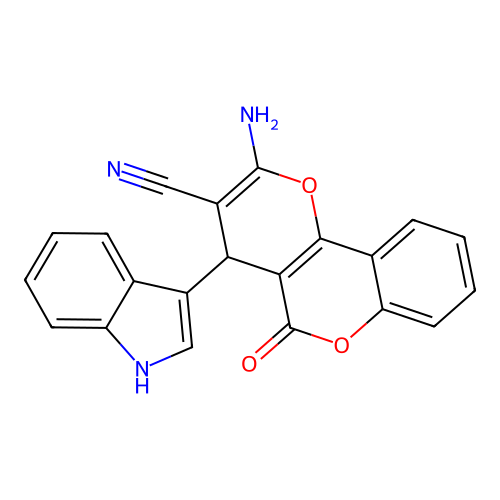 2-Amino-4-(1H-indol-3-yl)-5-oxo-4H,5H-pyrano[3,2-c]chromene-3-carbonitrile structure