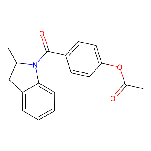 4-[(2-methyl-2,3-dihydro-1H-indol-1-yl)carbonyl]phenyl acetate structure