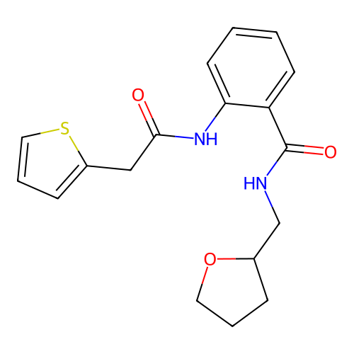 N-(oxolan-2-ylmethyl)-2-[(2-thiophen-2-ylacetyl)amino]benzamide structure