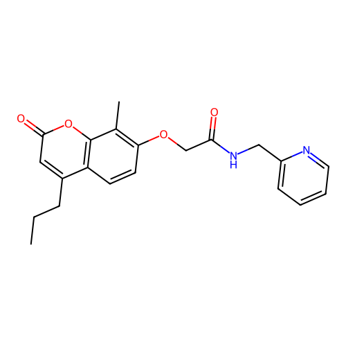 2-[(8-methyl-2-oxo-4-propyl-2H-chromen-7-yl)oxy]-N-(pyridin-2-ylmethyl)acetamide structure