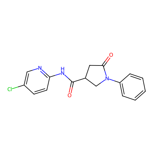 N-(5-chloropyridin-2-yl)-5-oxo-1-phenylpyrrolidine-3-carboxamide structure