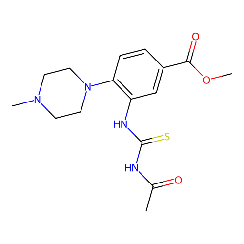 Methyl 3-(acetylcarbamothioylamino)-4-(4-methylpiperazin-1-yl)benzoate structure