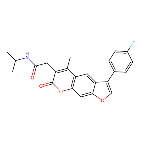 2-(3-(4-fluorophenyl)-5-methyl-7-oxo-7H-furo[3,2-g]chromen-6-yl)-N-isopropylacetamide structure