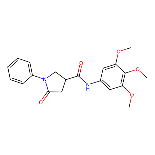 5-oxo-1-phenyl-N-(3,4,5-trimethoxyphenyl)pyrrolidine-3-carboxamide structure
