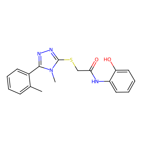 N-(2-hydroxyphenyl)-2-[[4-methyl-5-(2-methylphenyl)-1,2,4-triazol-3-yl]sulfanyl]acetamide structure