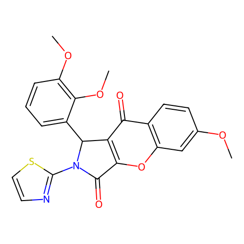 1-(2,3-dimethoxyphenyl)-6-methoxy-2-(1,3-thiazol-2-yl)-1,2-dihydrochromeno[2,3-c]pyrrole-3,9-dione structure