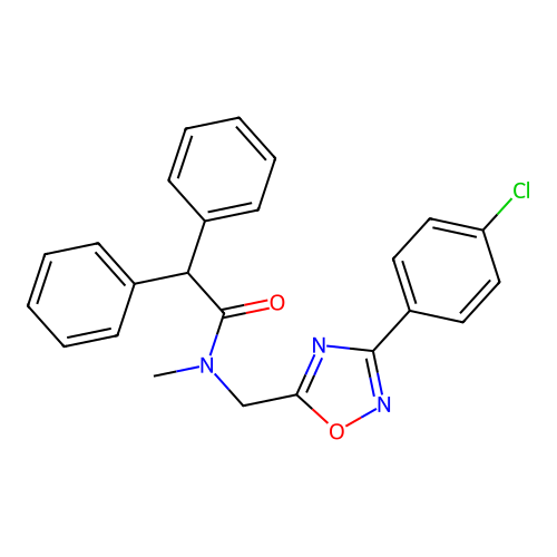 N-((3-(4-chlorophenyl)-1,2,4-oxadiazol-5-yl)methyl)-N-methyl-2,2-diphenylacetamide structure