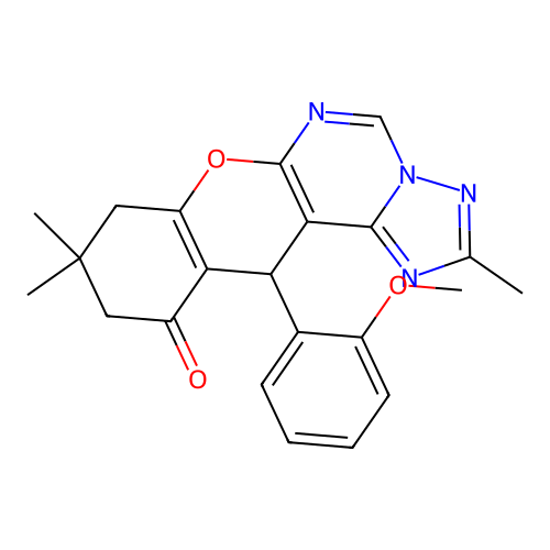 12-(2-methoxyphenyl)-2,9,9-trimethyl-8,9,10,12-tetrahydro-11H-chromeno[3,2-e][1,2,4]triazolo[1,5-c]pyrimidin-11-one structure
