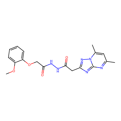 2-(5,7-dimethyl-[1,2,4]triazolo[1,5-a]pyrimidin-2-yl)-N'-(2-(2-methoxyphenoxy)acetyl)acetohydrazide structure