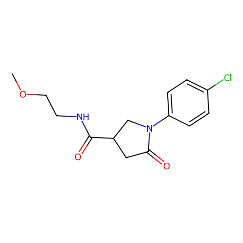 1-(4-chlorophenyl)-N-(2-methoxyethyl)-5-oxopyrrolidine-3-carboxamide structure