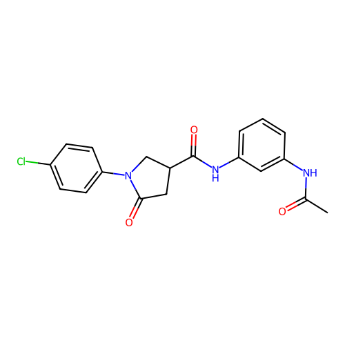 N-(3-{[1-(4-chlorophenyl)-5-oxopyrrolidin-3-yl]carbonylamino}phenyl)acetamide structure