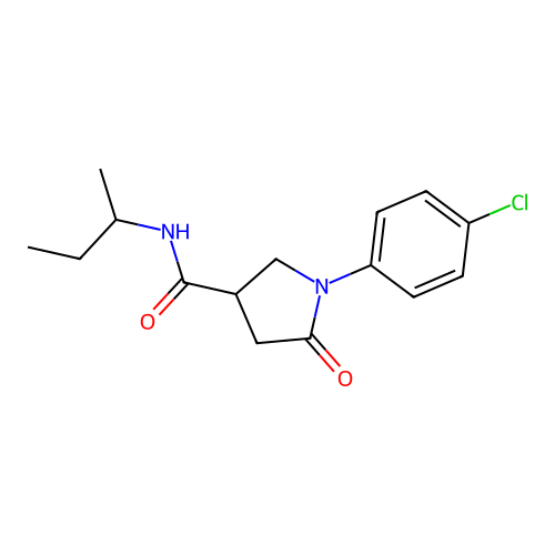 N-butan-2-yl-1-(4-chlorophenyl)-5-oxopyrrolidine-3-carboxamide structure