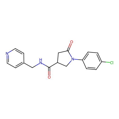 1-(4-chlorophenyl)-5-oxo-N-(pyridin-4-ylmethyl)pyrrolidine-3-carboxamide structure