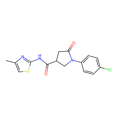 1-(4-chlorophenyl)-N-(4-methyl-1,3-thiazol-2-yl)-5-oxopyrrolidine-3-carboxamide structure