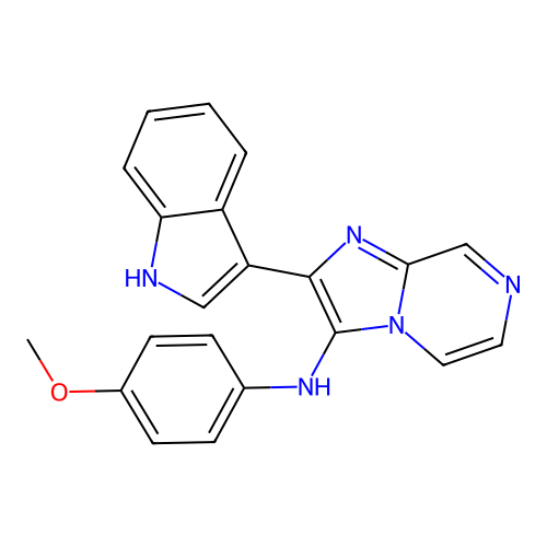 2-(1H-indol-3-yl)-N-(4-methoxyphenyl)imidazo[1,2-a]pyrazin-3-amine structure