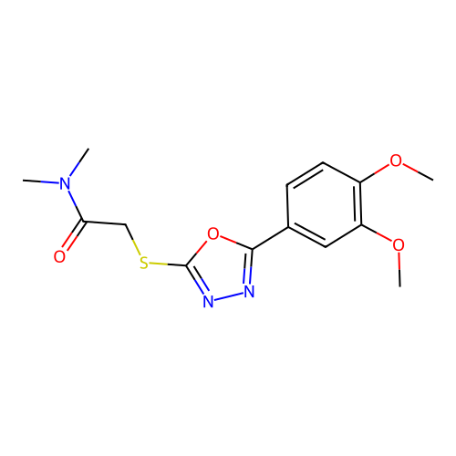 2-{[5-(3,4-dimethoxyphenyl)-1,3,4-oxadiazol-2-yl]sulfanyl}-N,N-dimethylacetamide structure
