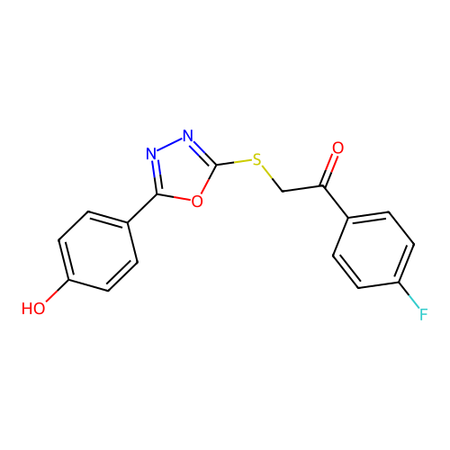 1-(4-Fluorophenyl)-2-((5-(4-hydroxyphenyl)-1,3,4-oxadiazol-2-yl)thio)ethanone structure