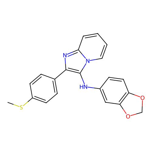 N-(1,3-benzodioxol-5-yl)-2-(4-methylsulfanylphenyl)imidazo[1,2-a]pyridin-3-amine structure