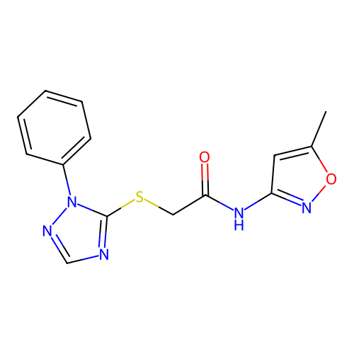 N-(5-methyl-3-isoxazolyl)-2-[(1-phenyl-1H-1,2,4-triazol-5-yl)sulfanyl]acetamide structure
