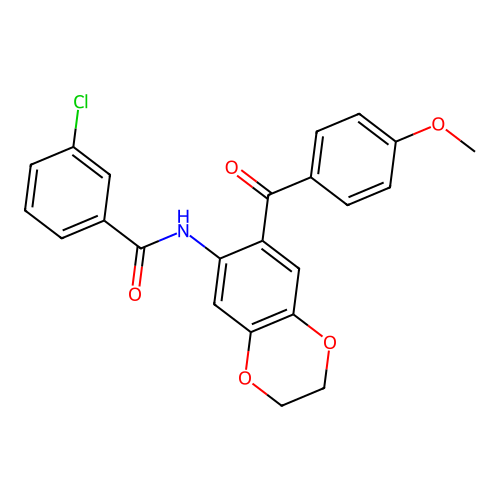 3-chloro-N-[7-(4-methoxybenzoyl)-2,3-dihydro-1,4-benzodioxin-6-yl]benzamide structure