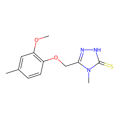 5-[(2-methoxy-4-methylphenoxy)methyl]-4-methyl-4H-1,2,4-triazole-3-thiol structure