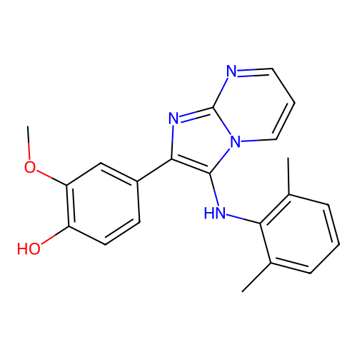 4-{3-[(2,6-Dimethylphenyl)amino]imidazo[1,2-a]pyrimidin-2-yl}-2-methoxyphenol structure