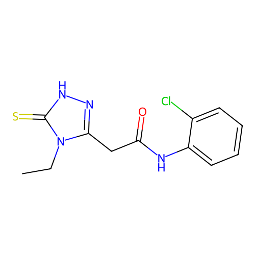 N-(2-Chloro-phenyl)-2-(4-ethyl-5-mercapto-4H-[1,2,4]triazol-3-yl)-acetamide structure
