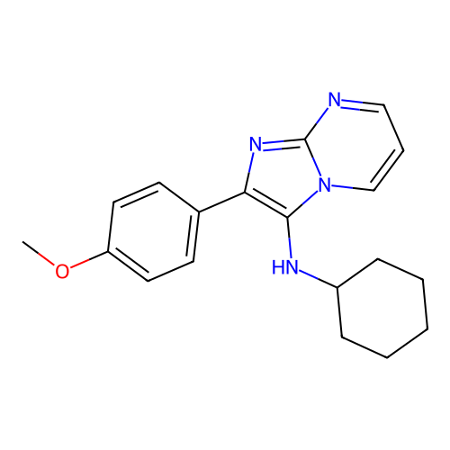 N-cyclohexyl-2-(4-methoxyphenyl)imidazo[1,2-a]pyrimidin-3-amine structure