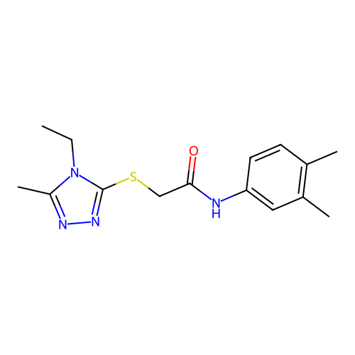 N-(3,4-dimethylphenyl)-2-[(4-ethyl-5-methyl-1,2,4-triazol-3-yl)sulfanyl]acetamide structure