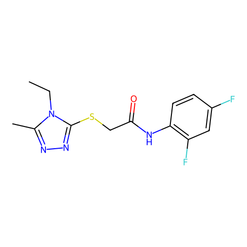 N-(2,4-difluorophenyl)-2-[(4-ethyl-5-methyl-1,2,4-triazol-3-yl)sulfanyl]acetamide structure