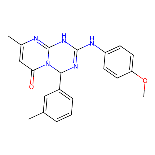 2-(4-methoxyanilino)-8-methyl-4-(3-methylphenyl)-1,4-dihydro-6H-pyrimido[1,2-a][1,3,5]triazin-6-one structure