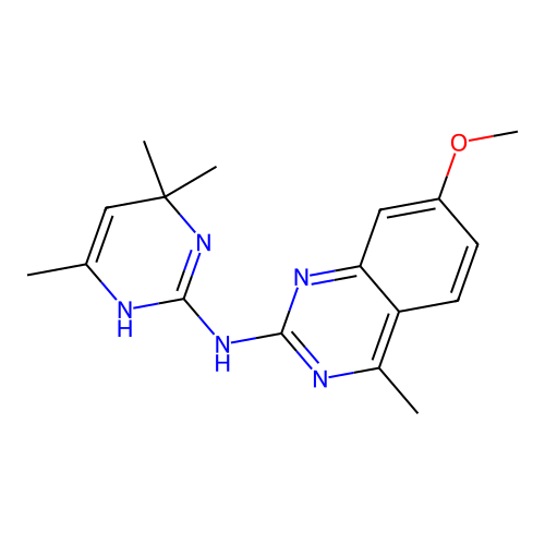 7-methoxy-4-methyl-N-(4,4,6-trimethyl-1,4-dihydropyrimidin-2-yl)quinazolin-2-amine structure