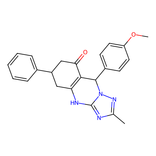 9-(4-methoxyphenyl)-2-methyl-6-phenyl-5,6,7,9-tetrahydro[1,2,4]triazolo[5,1-b]quinazolin-8(4H)-one structure