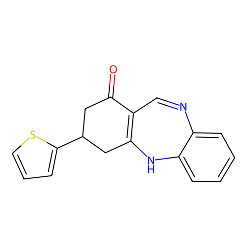 3-(2-thienyl)-2,3,4,5-tetrahydro-1H-dibenzo[b,e][1,4]diazepin-1-one structure