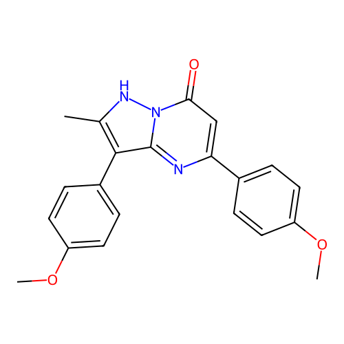 3,5-bis(4-methoxyphenyl)-2-methylpyrazolo[1,5-a]pyrimidin-7(4H)-one structure