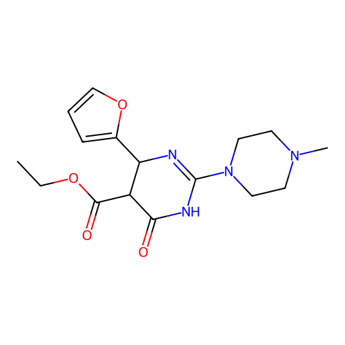 ethyl 6-(furan-2-yl)-2-(4-methylpiperazin-1-yl)-4-oxo-1,4,5,6-tetrahydropyrimidine-5-carboxylate structure
