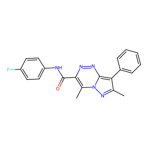 N-(4-fluorophenyl)-4,7-dimethyl-8-phenylpyrazolo[5,1-c][1,2,4]triazine-3-carboxamide structure